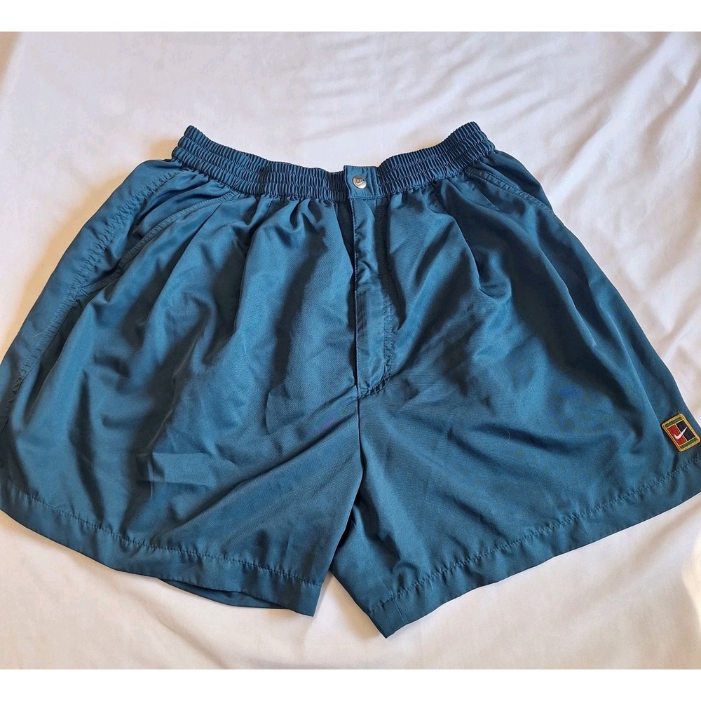 Nike Challenge Court Tennis Shorts Mens XL Teal Blue Lined Snap Waist Vintage